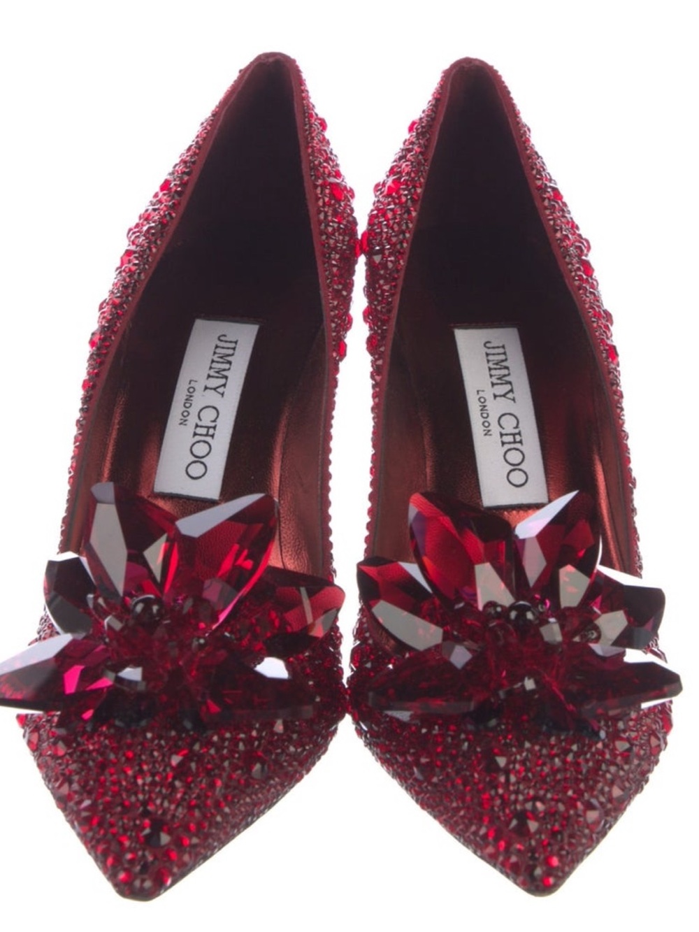 Jimmy Choo Red Crystal Cinderella Heels - Picture 1 of 9